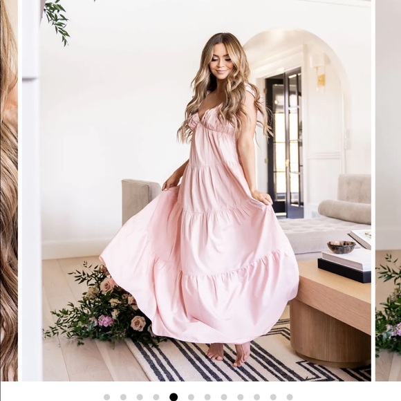 Vici - Tru Tiered Ruffle Maxi Dress - Small-  Light Peach - bump friendly - Picture 4 of 4